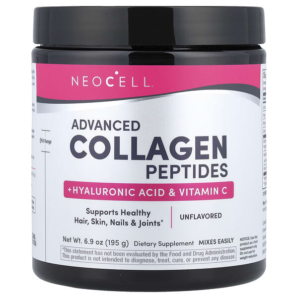 Advanced Collagen Peptides + Hyaluronic Acid & Vitamin C, Unflavored, 6.9 oz (195 g)