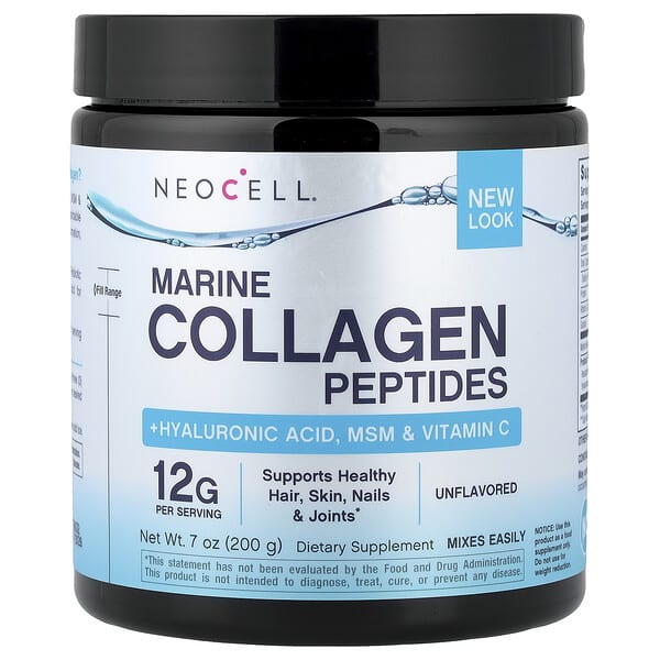 Marine Collagen Peptides + Hyaluronic Acid, MSM & Vitamin C, Unflavored, 7 oz (200 g)