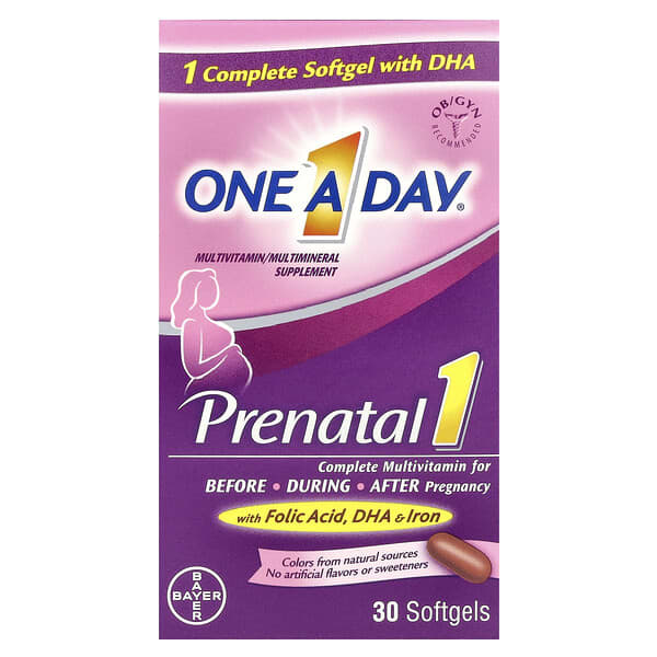 Prenatal 1 with Folic Acid, DHA & Iron, Multivitamin/Multimineral Supplement