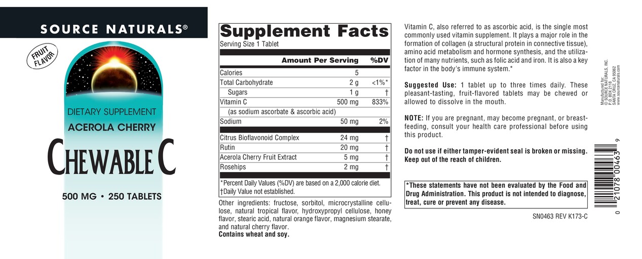 Chewable C Fruit Flavor 500 mg