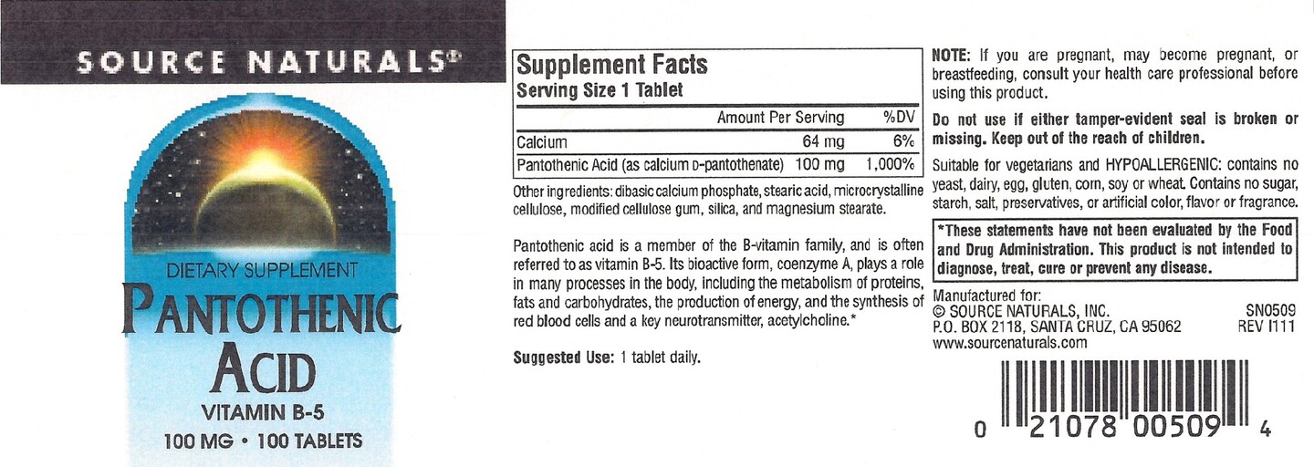 Pantothenic Acid Vitamin B-5 100 mg