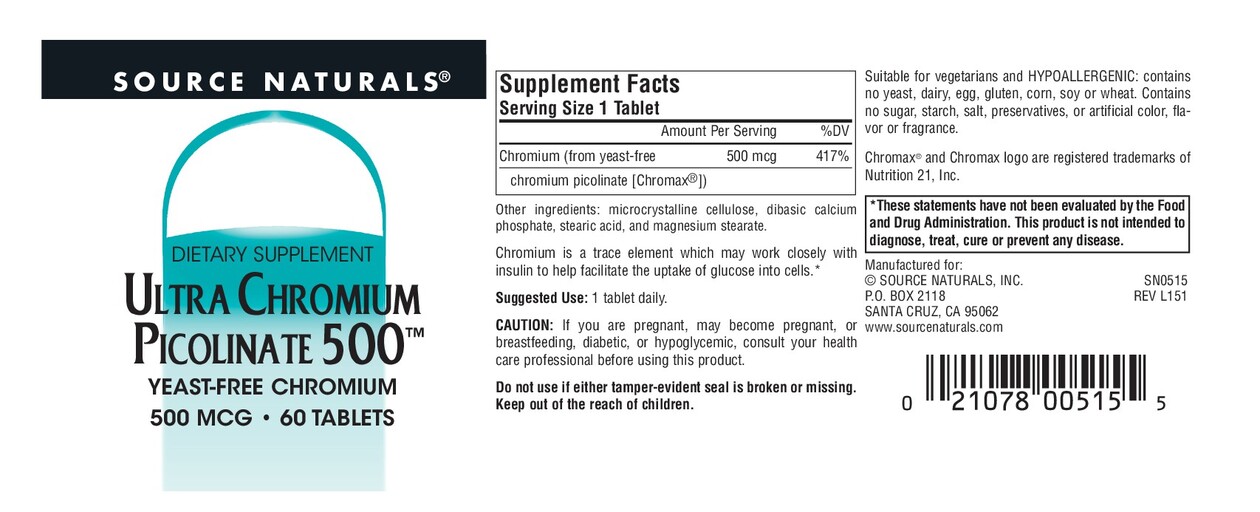 Ultra Chromium Picolinate 500 500 mcg