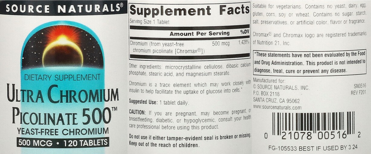 Ultra Chromium Picolinate 500
