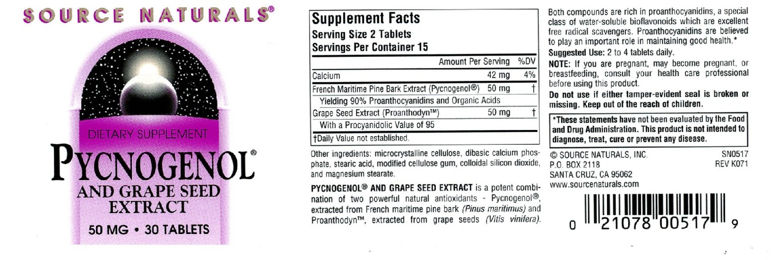 Pycnogenol And Grape Seed Extract 50 mg