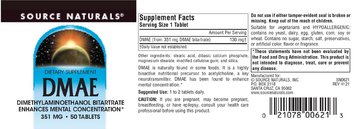 DMAE Dimethylaminoethanol Bitartrate 351 mg