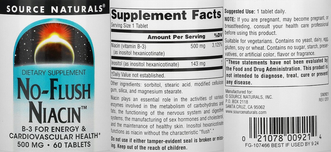No-Flush Niacin 500 mg