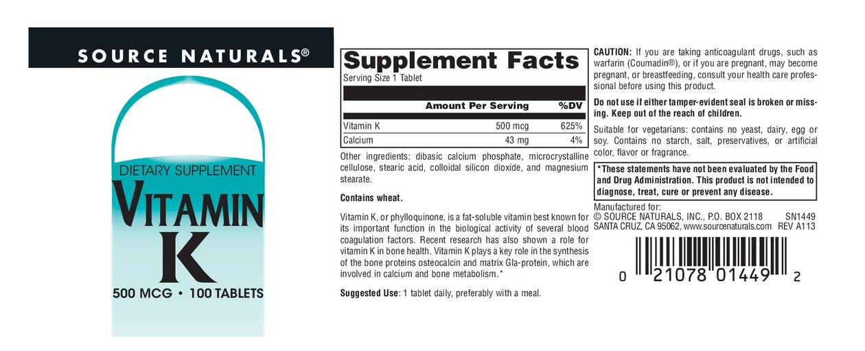 Vitamin K 500 mcg
