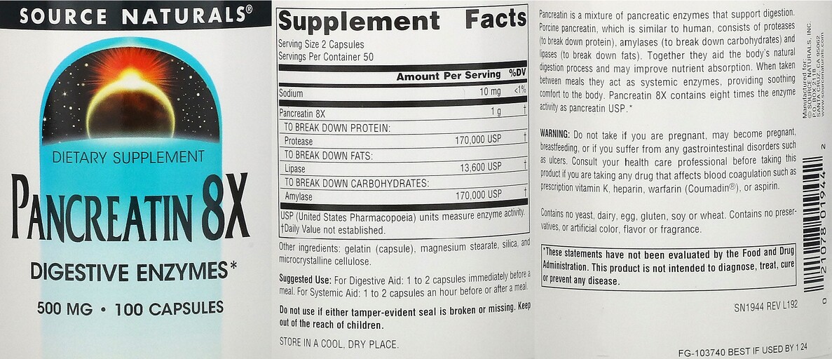 Pancreatin 8X 500 mg