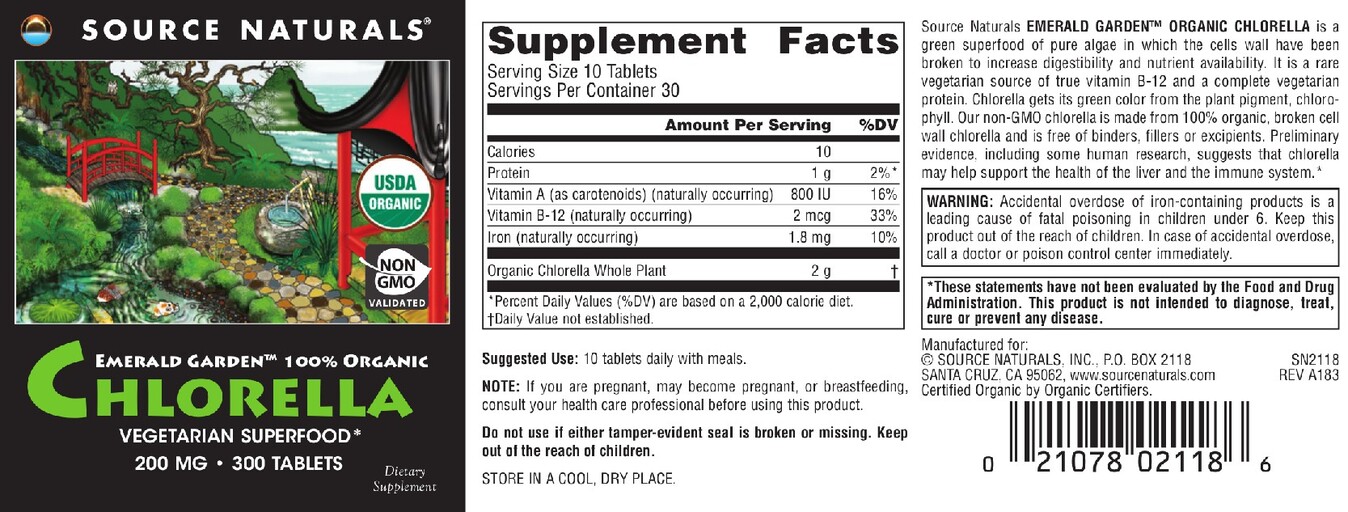 Emerald Garden 100% Organic Chlorella 200 mg