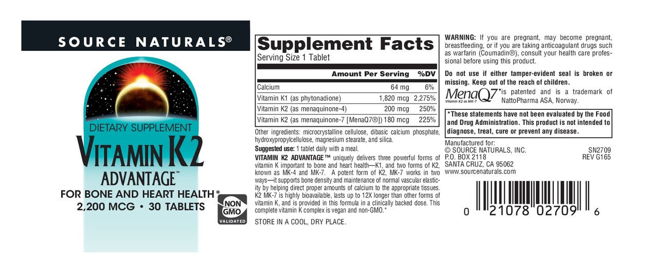 Vitamin K2 Advantage 2,200 mcg