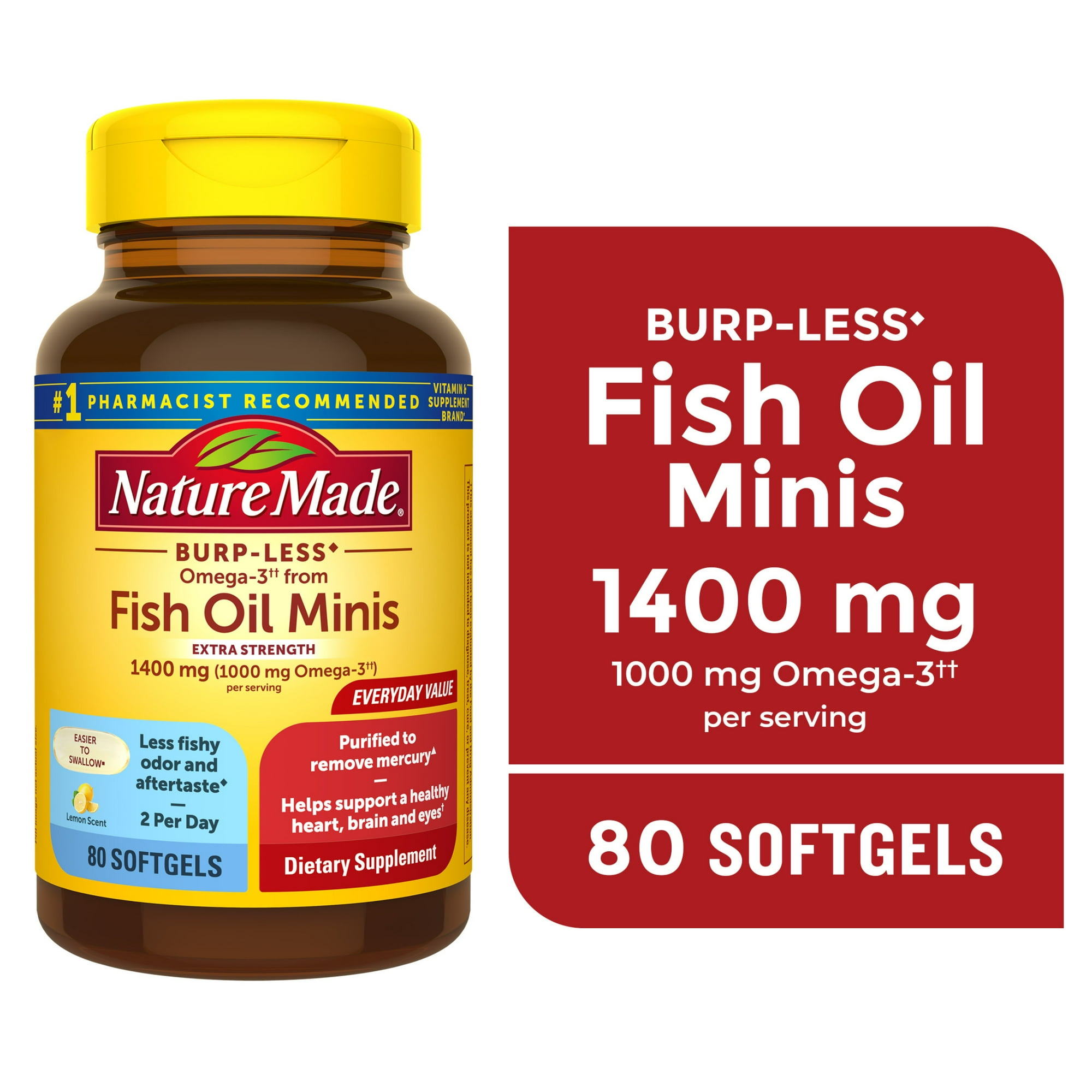 Burp-Less Ultra Omega-3 from Fish Oil Minis Extra Strength 1400 mg