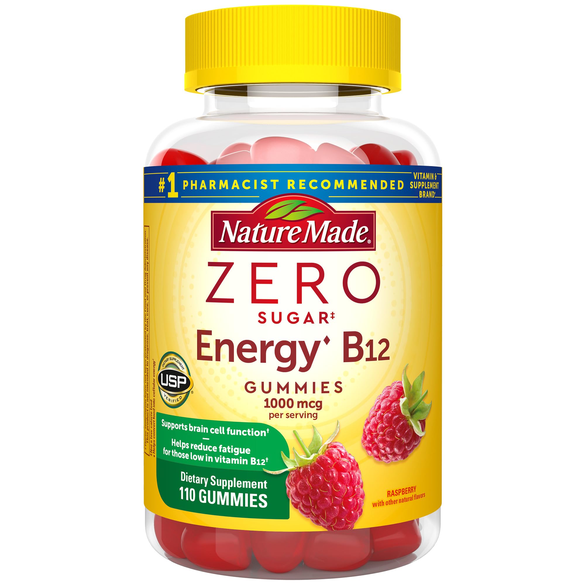Zero Sugar Energy Vitamin B12 Gummies 1000 mcg (Raspberry)