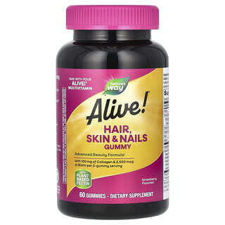 Alive! Hair, Skin & Nails Gummies Strawberry Flavored