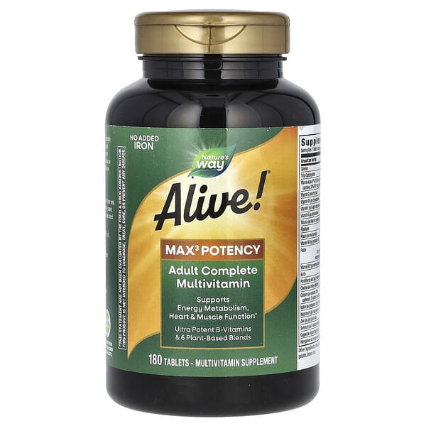Alive! Max3 Potency, Adult Complete Multivitamin, No Added Iron