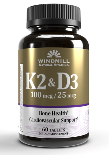 Vitamin K (K-2 Menaquinone-7, 100 mcg) with Vitamin D-3