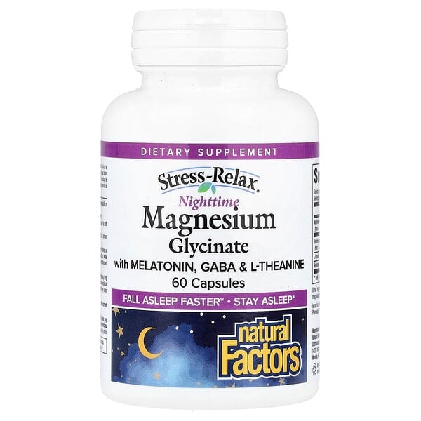Stress-Relax Nighttime Magnesium Glycinate With Melatonin, GABA & L-Theanine