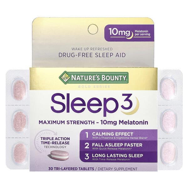 Gold Series, Sleep 3, Maximum Strength, 30 Tri-Layered Tablets