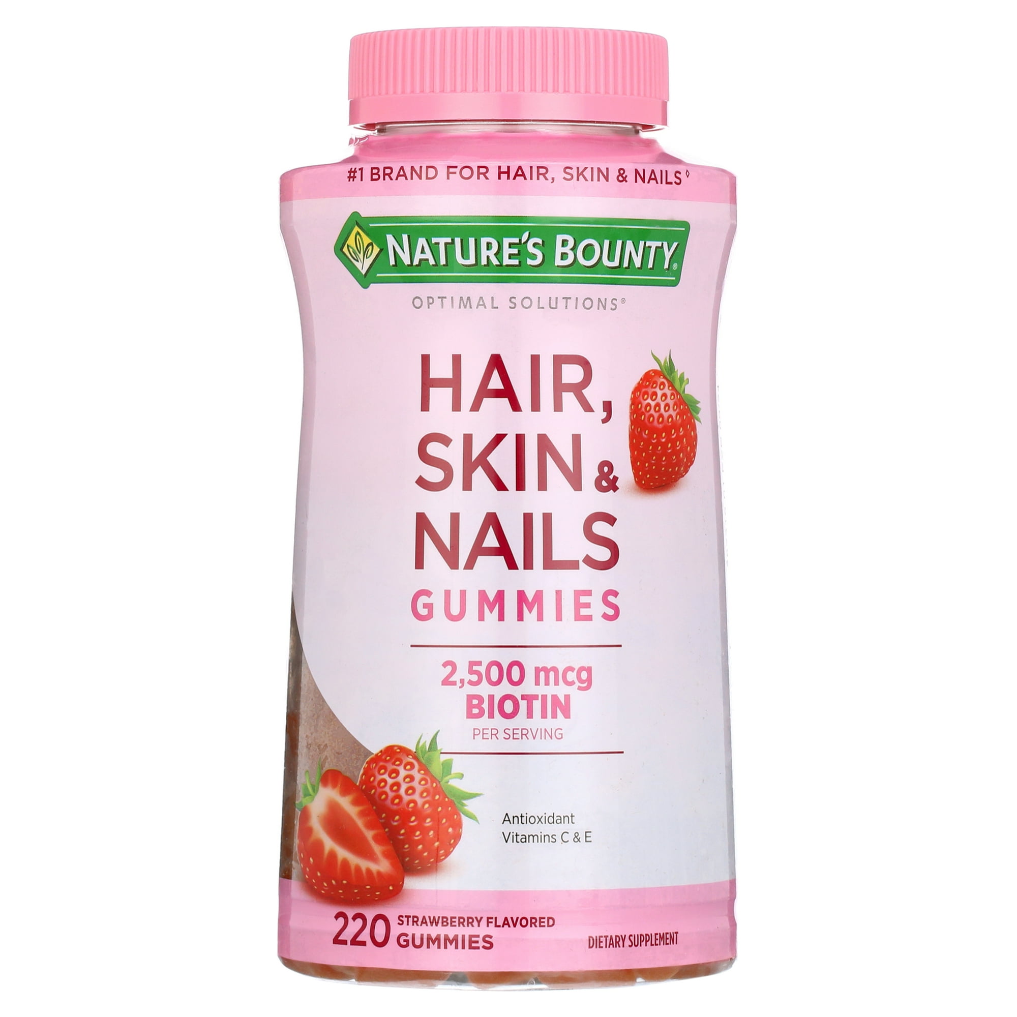 Hair, Skin & Nails Gummies With Biotin (Strawberry)