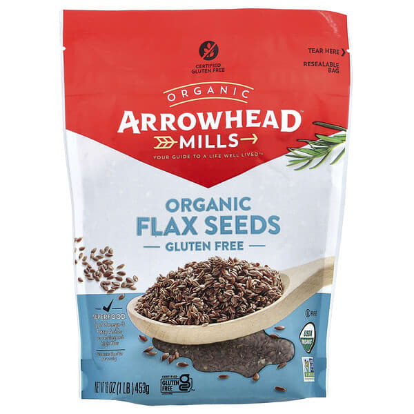 Organic Flax Seeds, Gluten Free, 1 lb (453 g)