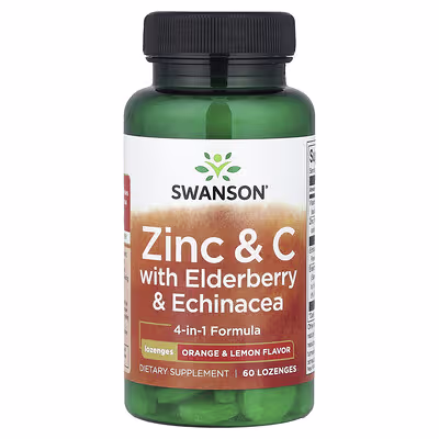 Zinc & C with Elderberry & Echinacea, Orange & Lemon, 60 Lozenges