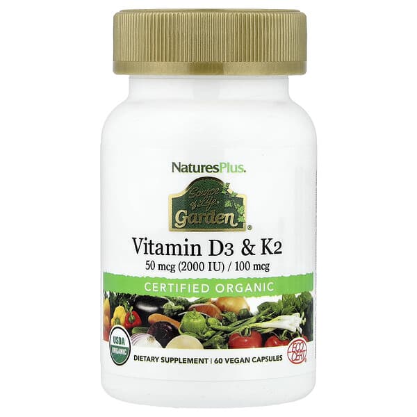Source of Life Garden Vitamin D3 & K2, 60 Vegan Capsules