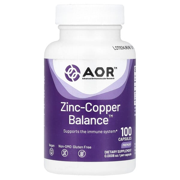 AOR, Zinc-Copper Balance, 100 Capsules