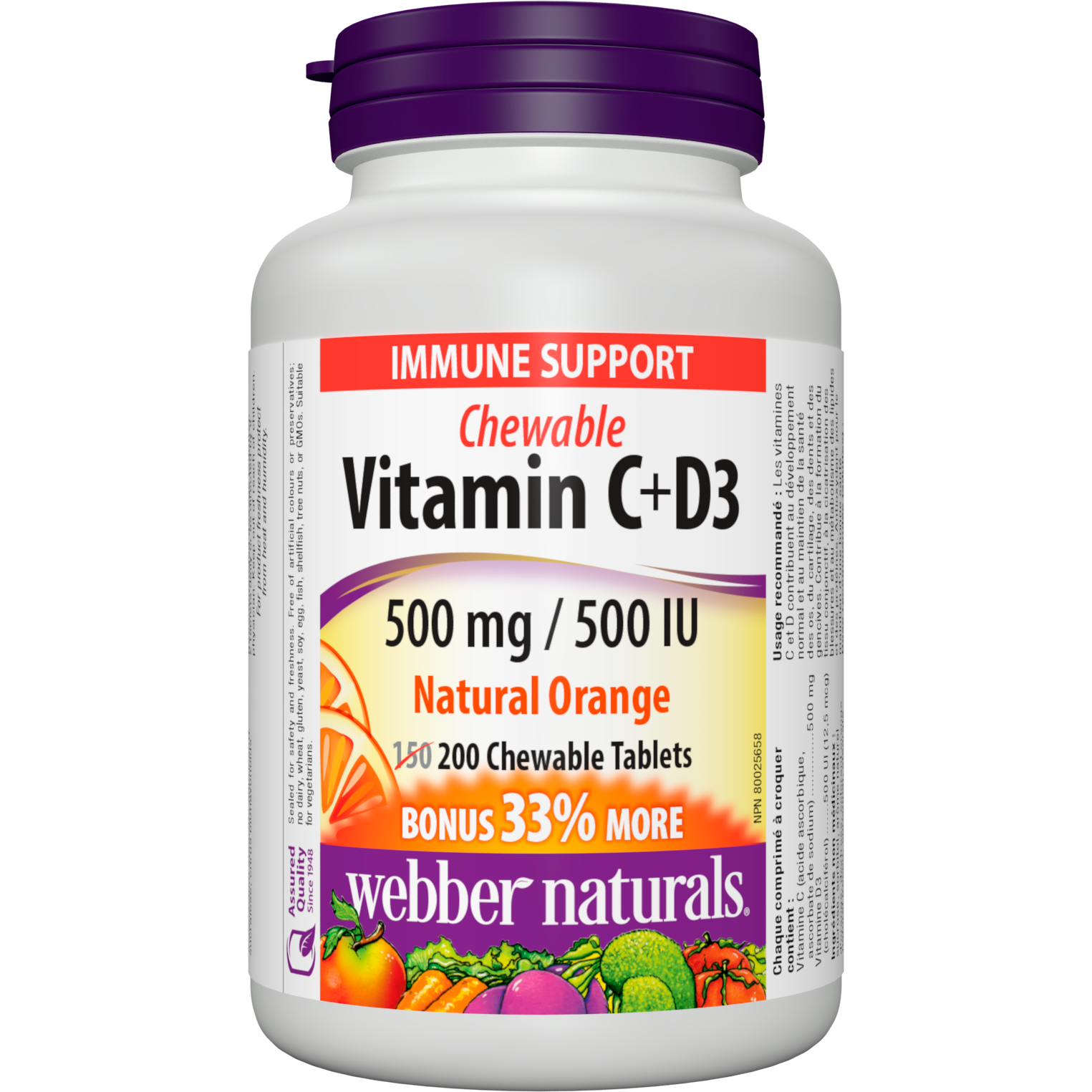 Vitamin C+D3 500 mg/500 IU Chewable Tablets
