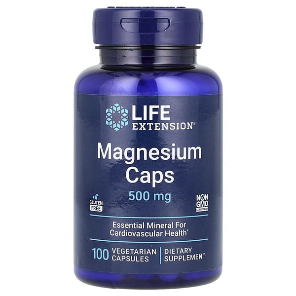 Magnesium Caps, 500 mg, 100 Vegetarian Capsules