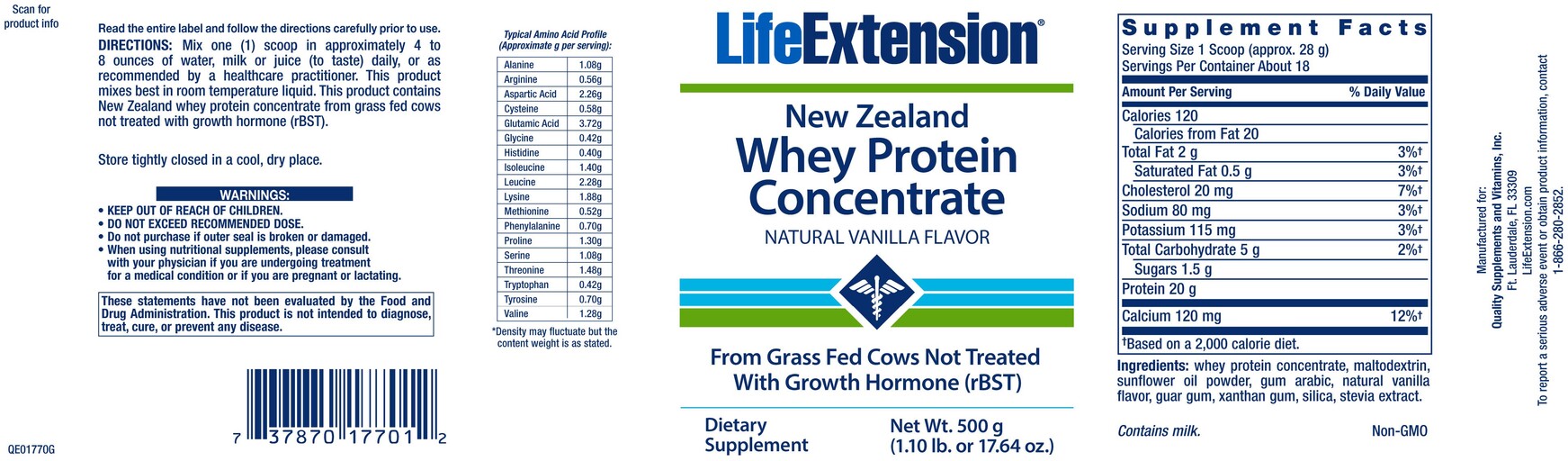 New Zealand Whey Protein Concentrate Natural Vanilla Flavor