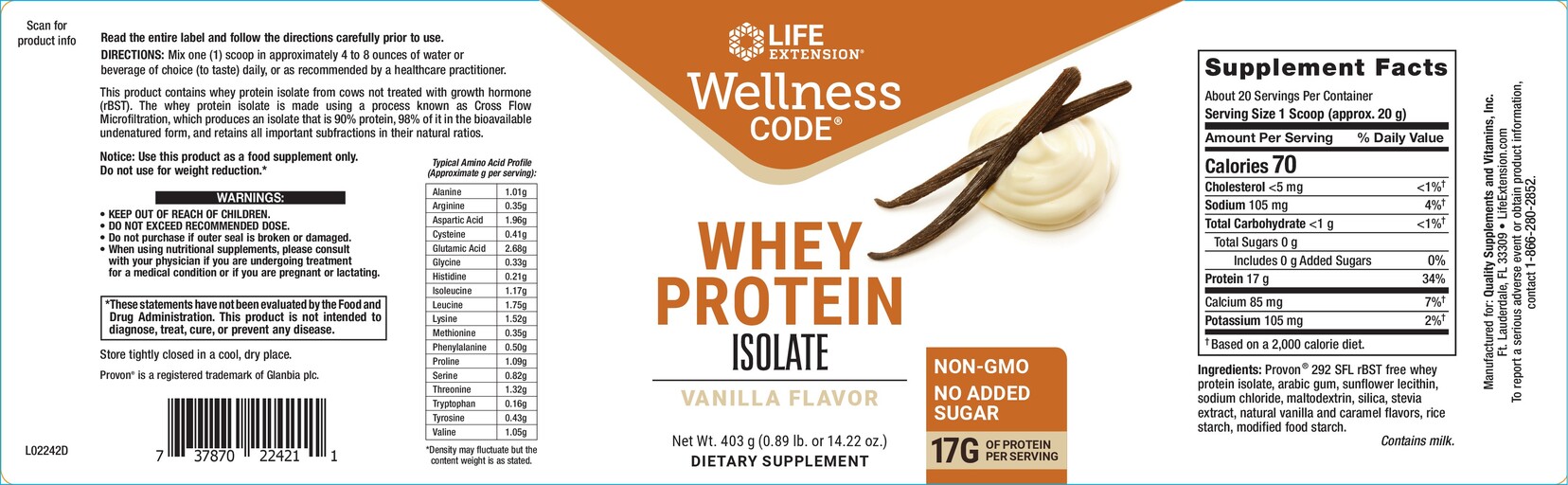 Whey Protein Isolate Vanilla Flavor