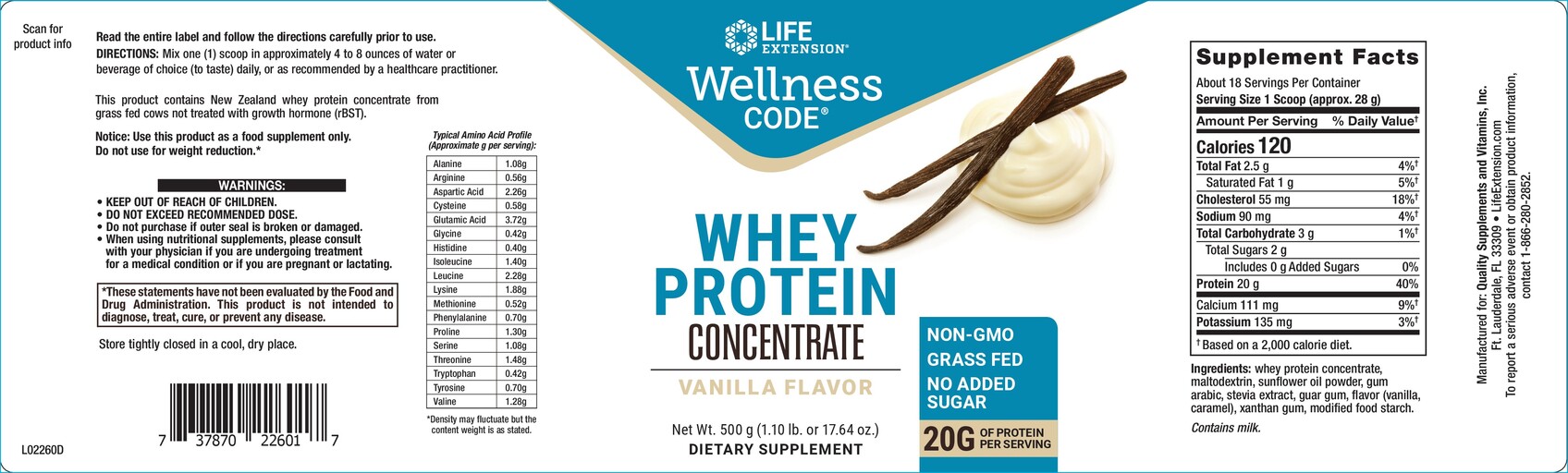 Whey Protein Concentrate Vanilla Flavor