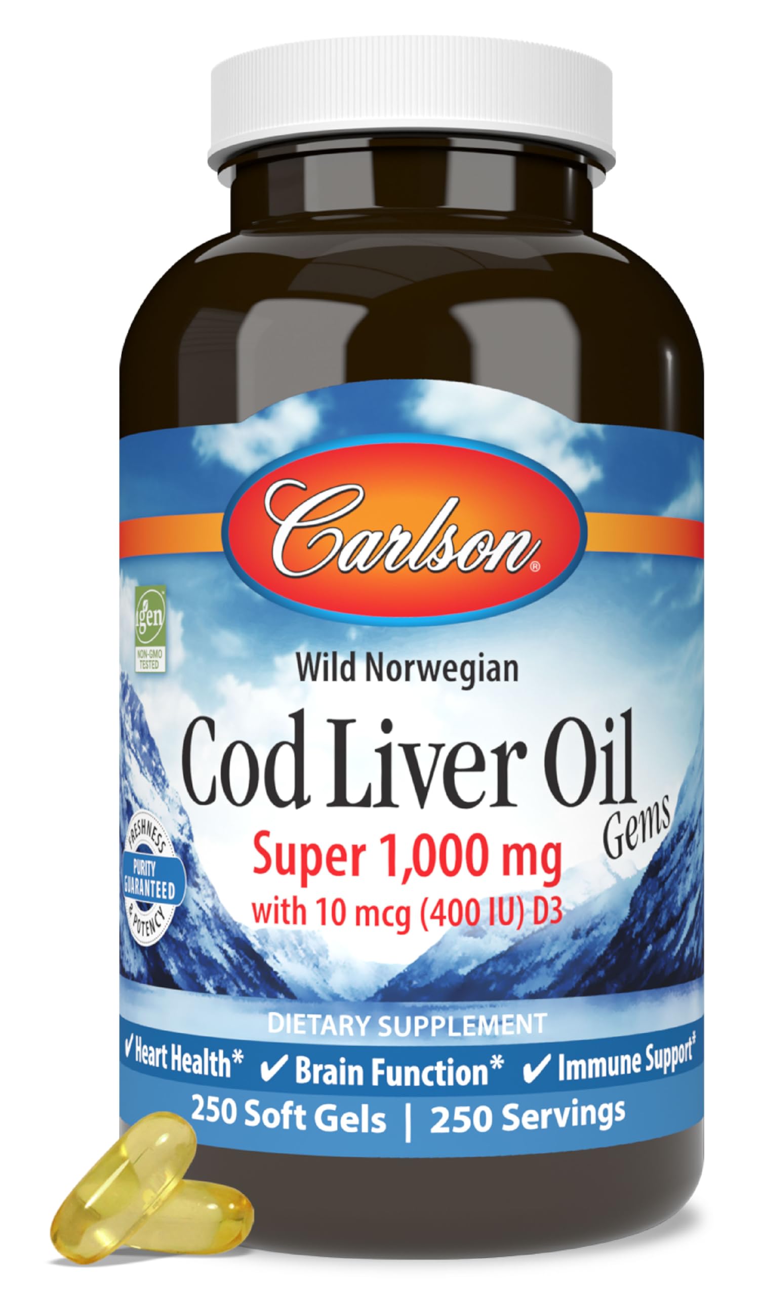 Wild Norvegian Cod Liver Oil Gems 1000 mg