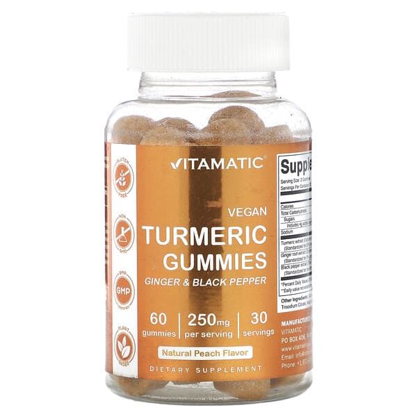 Turmeric Gummies 250 mg Natural Peach Flavor