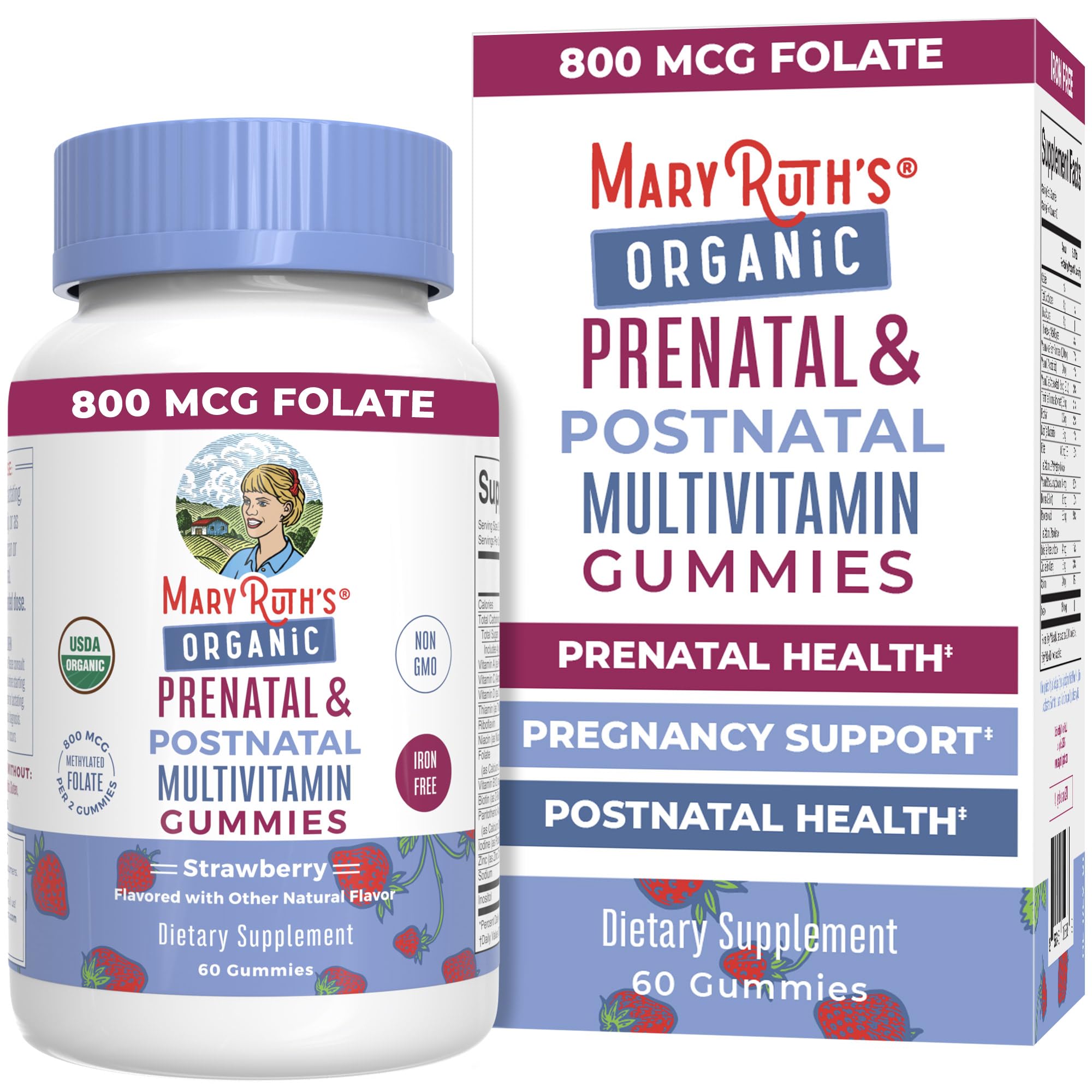 Organic Prenatal & Postnatal Multivitamin Gummies (Strawberry)
