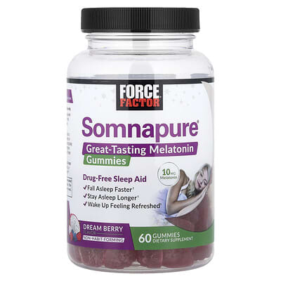 Somnapure, Great Tasting Melatonin Gummies, Dream Berry, 60 Gummies (5 mg per Gummy)