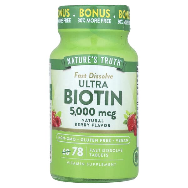 Fast Dissolve Ultra Biotin 5,000 mcg Natural Berry Flavor