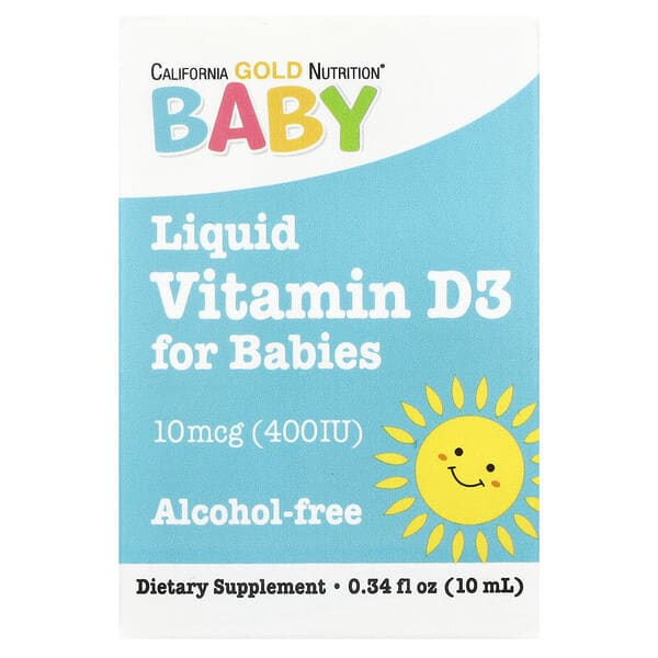 Baby Vitamin D3 Drops, 10 mcg (400 IU), 0.34 fl oz (10 ml)
