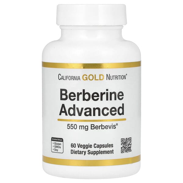 Berberine Advanced, Berbevis Phytosome with Berberine Phospholipid Complex with Sunflower Lecithin, 550 mg, 60 Veggie Capsules