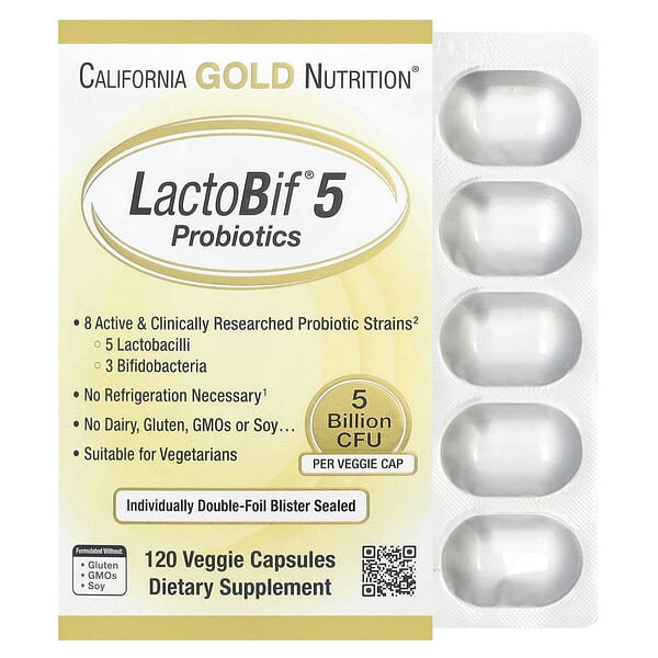 LactoBif 5 Probiotics, 5 Billion CFU, 120 Veggie Capsules
