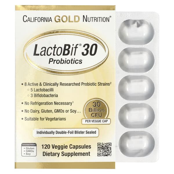 LactoBif 30 Probiotics, 30 Billion CFU, 120 Veggie Capsules